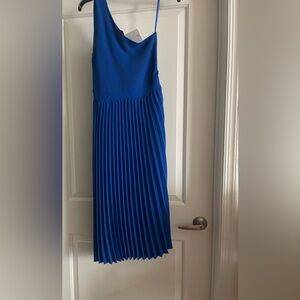 Ted Baker Bright Blue Asymmetric Knitted Midi Dress